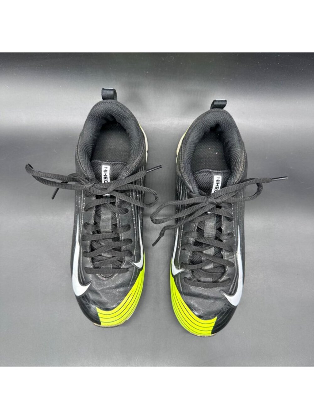 Nike Vapor Baseball Cleats Black Neon Yellow Size 5Y Youth Sports Turf Shoes - Picture 6 of 14